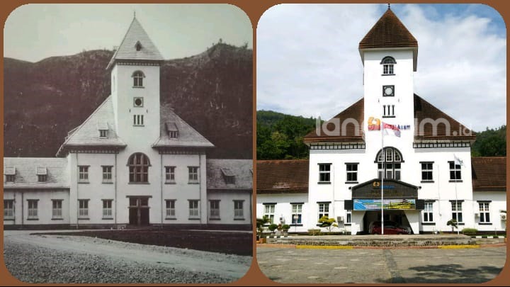 Ilustrasi - Heritage Kantor Tambang Sawahunto. (Foto kiri: koleksi Museum Sawahlunto, Foto kanan: Hendra)
