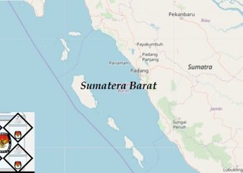 Ilustrasi pemilu dan peta wilayah Sumatra Barat. (Peta: openstreetmap.org)