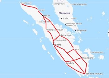 Ilustrasi jalan lintas Sumatra (Peta: openstreetmap.org)