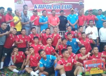 Tim A Polda Sumbar menjuarai Kapolda Sumbar Cup 2019. (Foto: Rahmadi)
