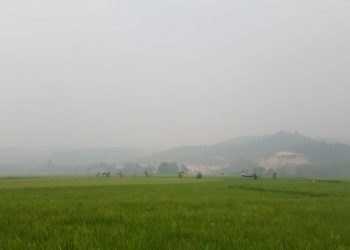 Kabut asap yang menyelimuti wiayah Kabupaten Tanah Datar (Foto: Humas Pemkab Tanah Datar)