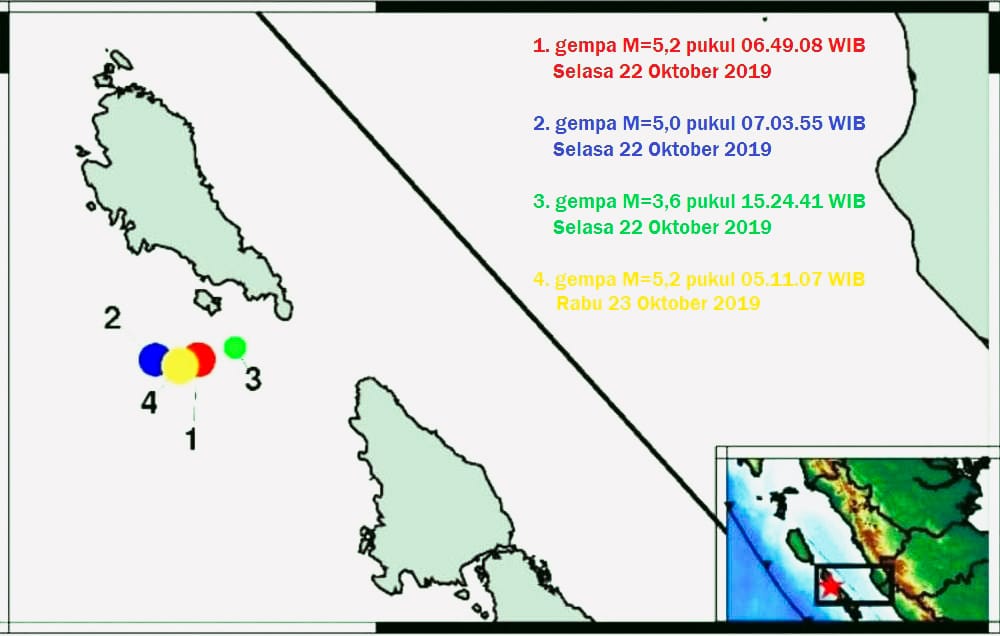 BMKG: 4 Titik Gempa dalam 2 Hari di Mentawai, "Membentuk Garis" di Zona Megathrust
