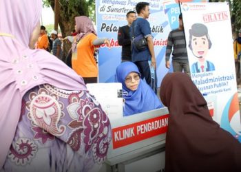 Posko pengaduan yang dibuka Ombudsman RI Perwakilan Sumbar di GOR H. Agus Salim Padang beberapa waktu lalu (Foto: Dok. MC Kota Padang)