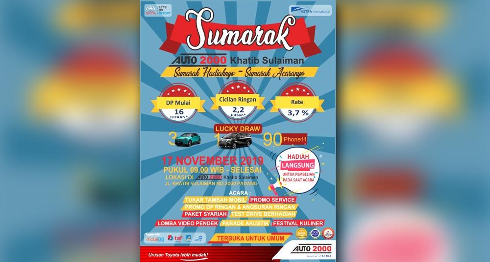 Apresiasi Pelanggan, Auto 2000 Khatib Sulaiman Gelar Event Sumarak
