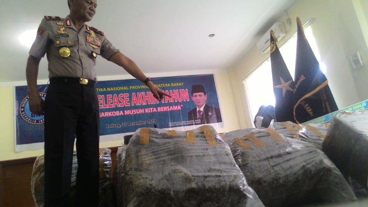 Sejumlah barang bukti narkoba di Sumbart dari hasil BNN Sumbar selama 2019