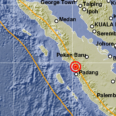 Lokasi gempa bumi di Bukittinggi