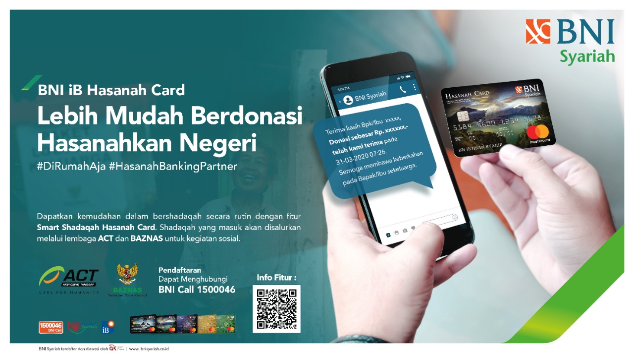 Permudah Masyarakat Terdampak Covid-19, BNI Syariah Kenalkan Fitur Smart Shadaqah