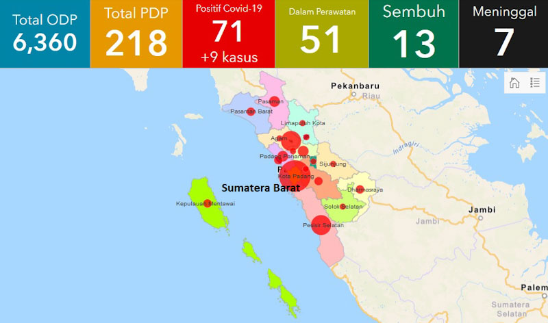 Sebaran 71 Warga Sumbar Positif Corona di 11 Kota dan Kabupaten