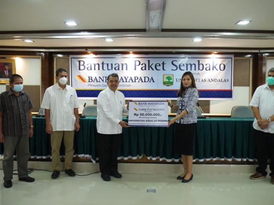 Unand Terima Bantuan dari Tahir Foundation dan Bank Mayapada