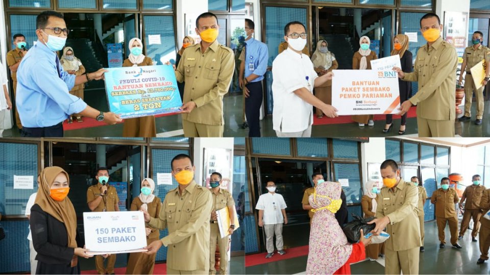 Wako Pariaman Terima 650 Paket Sembako dari BUMN dan BUMD untuk Masyarakat Terdampak Covid-19