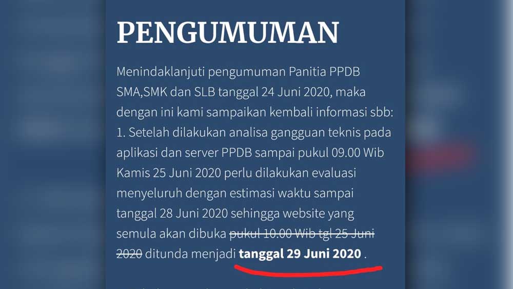 Kapasitas Server Situs PPDB