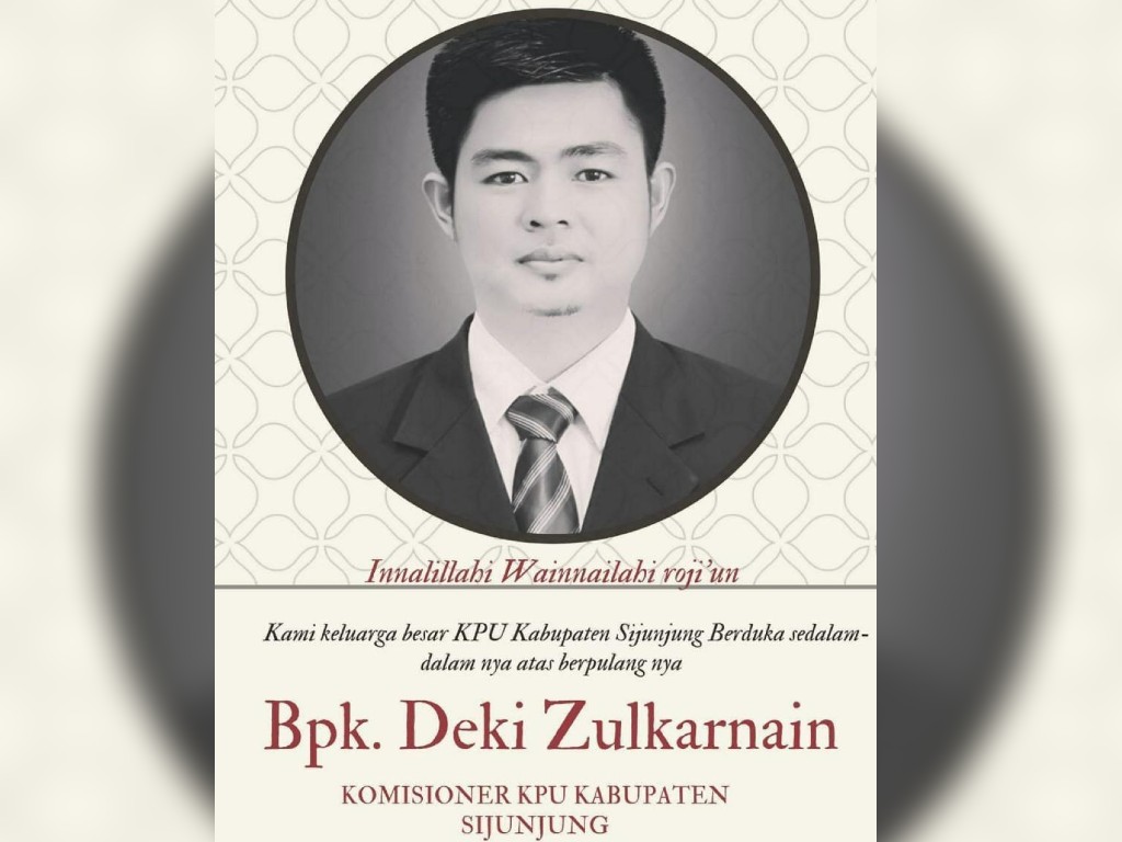 Ucapan belangsungkawa dari KPU Sijunjung untuk seorang komisionernya yang meninggal dunia. (Foto: Instagram KPU Sijunjung)