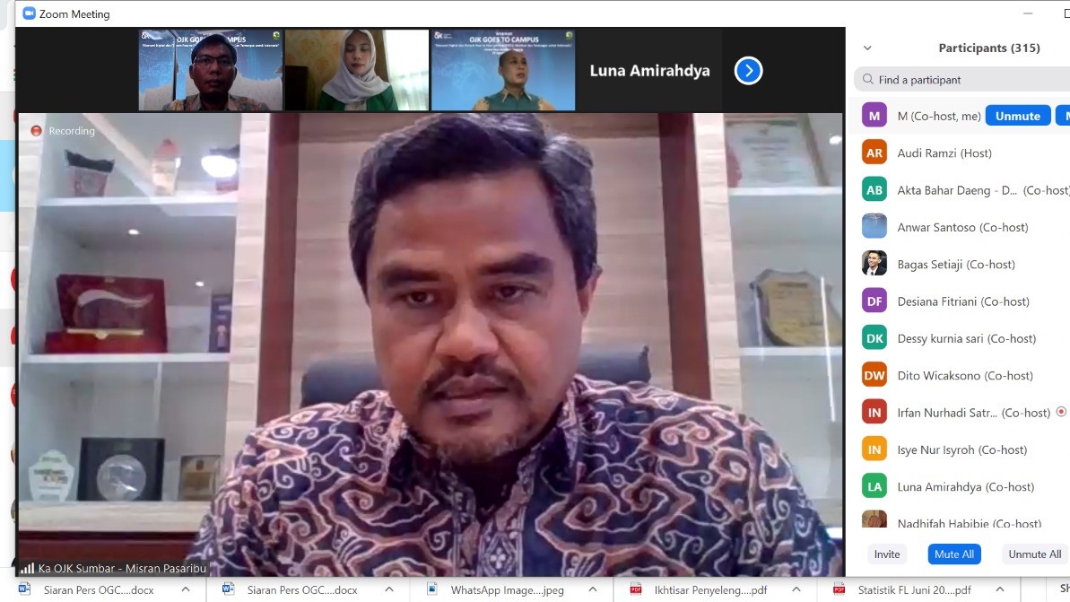 Webinar OJK Goes To Campus: Reputasi Fintech Terbebani Maraknya Pelaku Ilegal