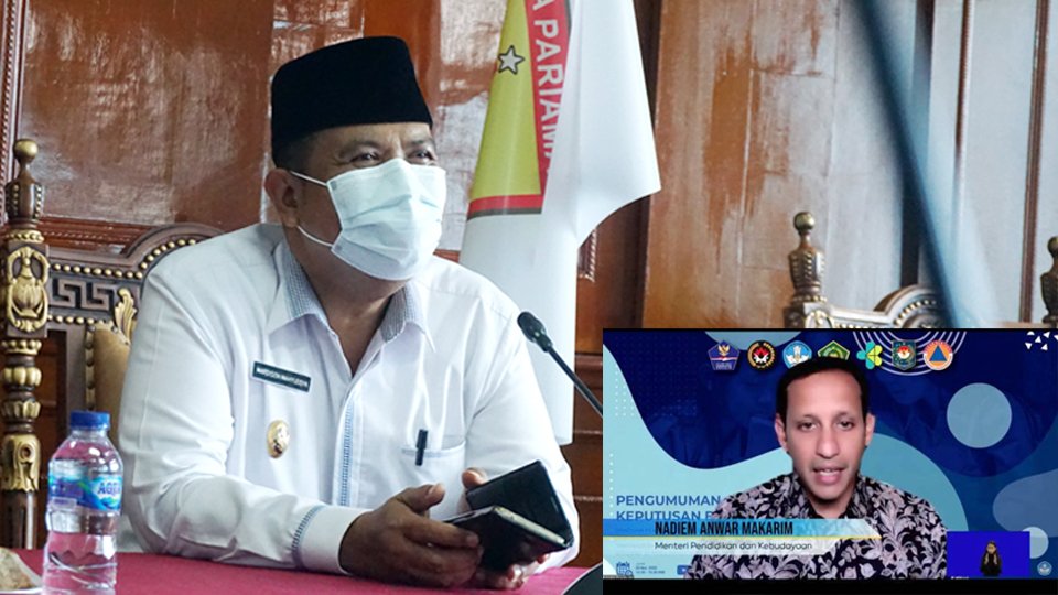 Plt Walikota Pariaman Ikuti Vidcon Pengumuman SKB 4 Menteri Tentang PTM