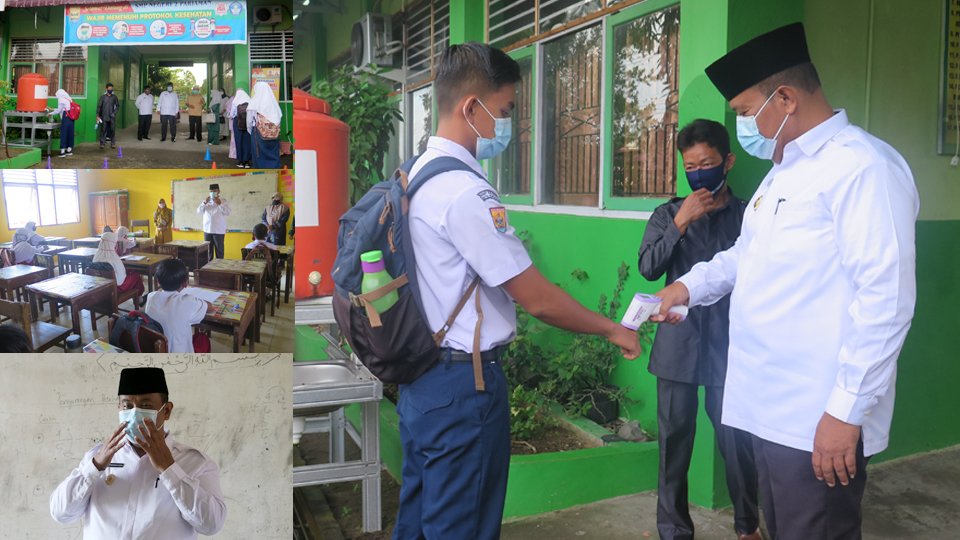 Hari ke 2 Belajar Tatap Muka, Plt Wako Pariaman Sidak Sekolah