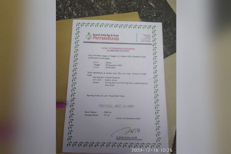 Terinspirasi Pilgub Sumbar, Anak di Solok Dinamai Mahyeldi Audy Al-Hakim