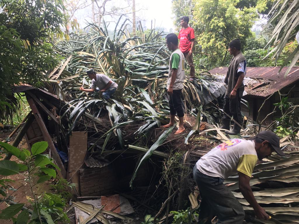 Cuaca Ekstrem di Tanah Datar, Belasan Rumah Rusak, Pohon Bertumbangan
