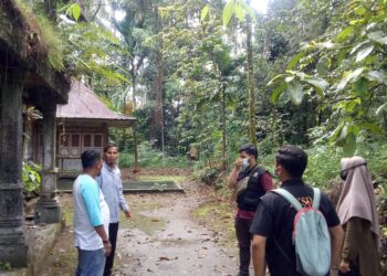 Personel BKSDA Resort Agam melakukan verifikasi lapangan terkait adanya tiga ekor beruk yang berkeliaran di Jorong Balai I, Nagari Malalak Selatan, Kecamatan Malalak, Kabupaten Agam. (foto: BKSDA Agam)