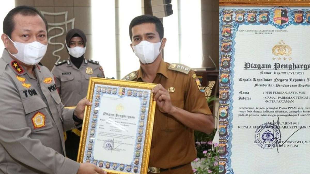 Sukses PPKM Mikro, Pariaman Tengah Terima Penghargaan dari Kapolri