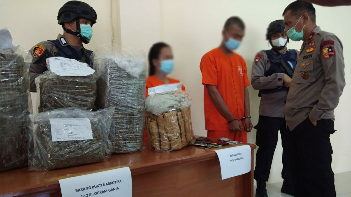 Bawa 22 Kg Ganja dari Sumut, Sepasang Kekasih Diringkus BNNP di Bukittinggi