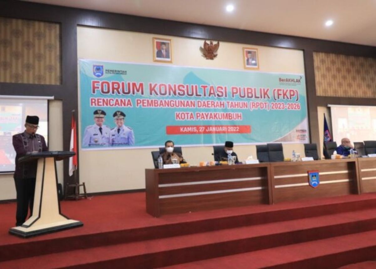 Pemko Payakumbuh mengadakan Forum Konsultasi Publik (FKP) tentang Rencana Pembangunan Daerah Tahun (RPDT) 2023-2026 yang dilaksanakan di