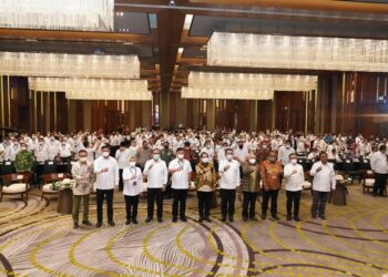 Menteri Dalam Negeri Tito Karnavian membuka secara resmi Rakernas APKASI XIV di Hotel Pullman Vimala, Ciawi, Kabupaten Bogor, Sabtu