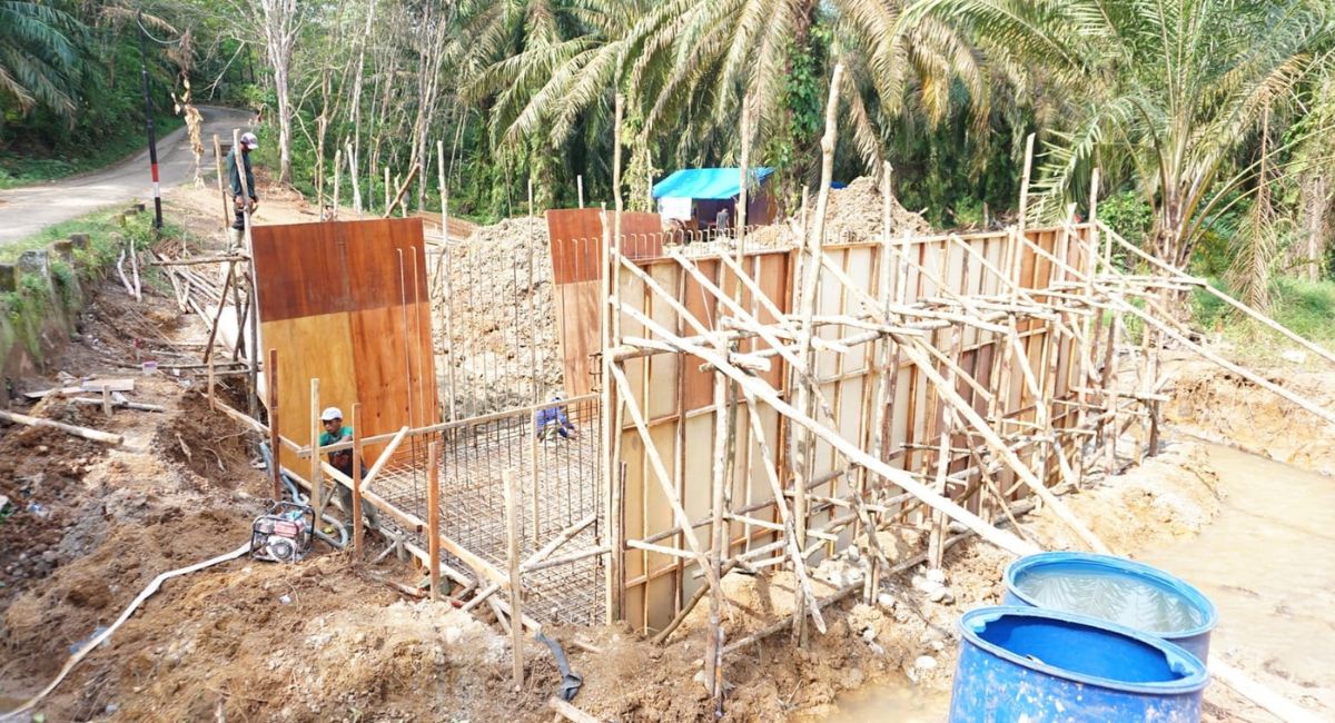 Bupati Dharmasraya Tinjau Pembangunan Jembatan Koto Salak