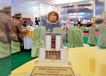 Langgam.id - Pemkab Dharmasraya meraih penghargaan Inovasi Administrasi Negara (Inagara) tahun 2022 dari Lembaga Administrasi Negara (LAN) RI.