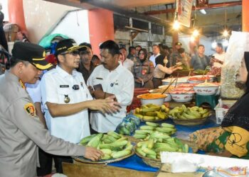 Wali Kota Padang mengecek harga kebutuhan pokok ke Pasar Raya Padang. (Foto: Prokopim Pemko Padang)