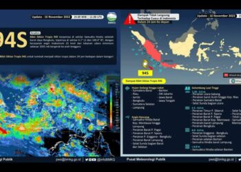 Bibit siklon tropis 94s hasil pantauan BMKG. (Gambar: BMKG Minangkabau Padang Pariaman)