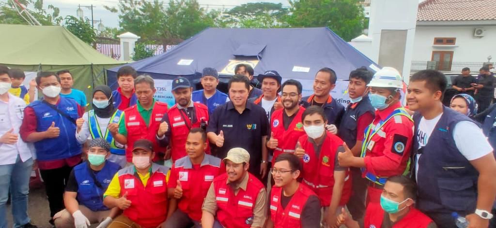 Erick Thohir Tinjau Posko Kesehatan, Tim Medis BUMN Farmasi Sebar Vaksin Tetanus dan Flubio