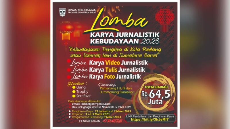 Disbud dan Anggota DPRD Sumbar Gelar Lomba Karya Jurnalistik Kebudayaan Tionghoa