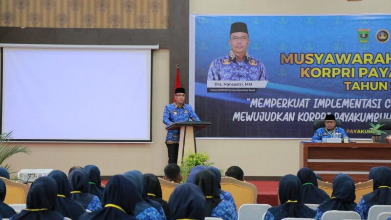 Penjabat Wali Kota Payakumbuh, Rida Ananda terpilih kembali secara aklamasi menjadi Ketua Dewan Pengurus Korpri Kota Payakumbuh 2023-2023.