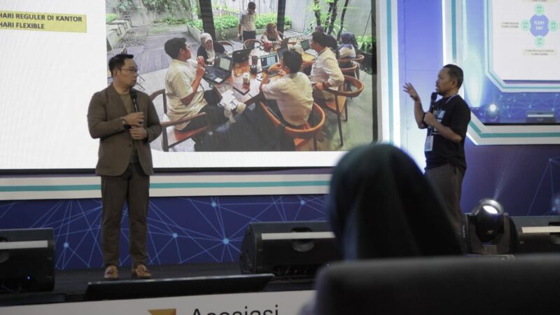 Gubernur Jawa Barat Ridwan Kamil yang menghadiri Indonesia Digital Conference 2023 memperoleh pertanyaan dari Ketua Umum AMSI.