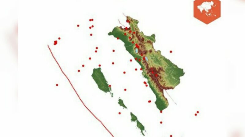 Sebanyak 65 kali kejadian gempa bumi terjadi di Sumatra Barat (Sumbar) sepanjang Agustus 2023. Terdapat dua gempa