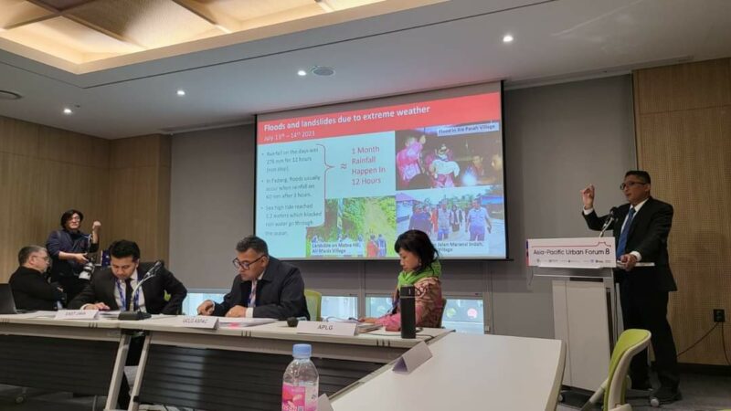 Berbicara di Forum APUF-8 Korea Selatan, Wako Padang Paparkan Penyebab Daerahnya Rawan Bencana