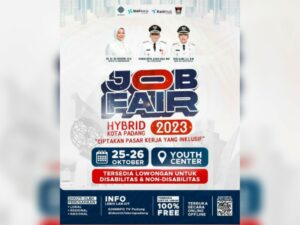 Job Fair Hybrid Kota Padang 2023 mulai digelar Rabu (25/10/2023) besok. Kegiatan yang dilaksanakan oleh Dinas Tenaga Kerja dan Perindustrian
