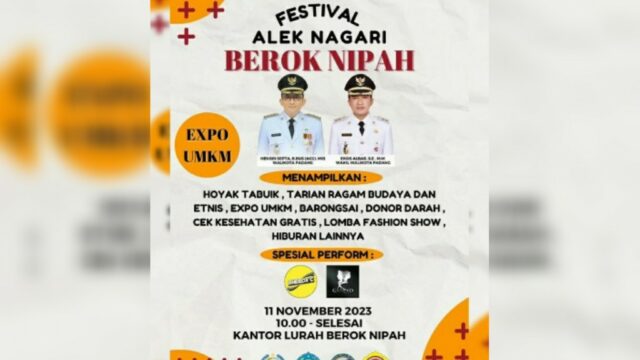 Beragam event pariwisata akan digelar di Kota Padang pada November 2023. Dikutip dari akun Instagram Dinas Pariwisata Kota Padang, ada lima event pariwisata