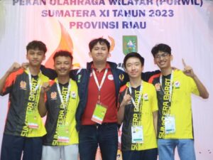PUBG Mobile cabor esport menambah perolehan medali emas Sumatra Barat di hari kedua Pekan Olahraga Wilayah (Porwil) XI-2023 Riau, Senin (6/11/2023).