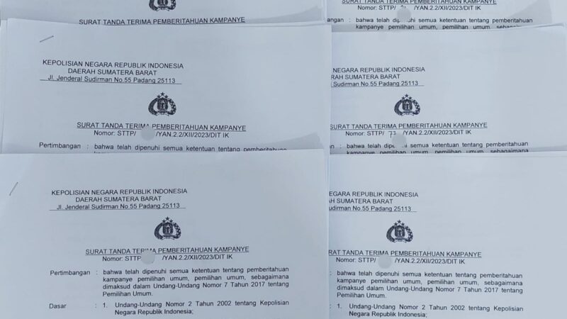 Dalam 3 Minggu, Polda Sumbar Terbitkan Ratusan STTP Kampanye