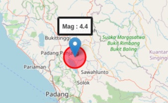 Gempa M 4,4 Dirasakan hingga Padang, Berpusat di Batusangkar