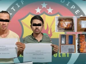 Sat Narkoba Polres Payakumbuh menangkap dua pria yang diduga akan mengirimkan narkotika jenis ganja kering melalui jasa ekspedisi pada
