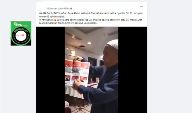 [Republikasi] Cek Fakta: Klarifikasi Klaim Video Surat Suara di Makkah Sudah Tercoblos Nomor 2