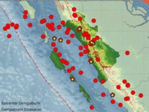 BMKG Padang Panjang mencatat, selama Januari 2024 terdapat 87 kali kejadian gempa bumi yang tersebar di wilayah Sumatra Barat (Sumbar)