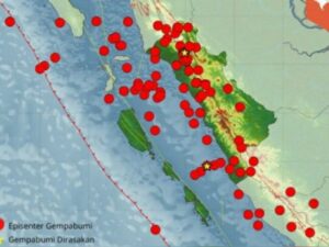 Selama Maret 2024, terdapat 105 kali kejadian gempa bumi terjadi di wilayah Sumatra Barat (Sumbar) dan sekitarnya. Frekuensi gempa terbesar