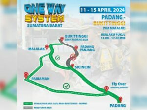 Pelaksanaan jalur satu arah atau one way di rute Padang-Bukittinggi memasuki hari keempat pada Kamis (11/4/2024). One way ini akan berakhir