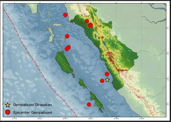 Selama periode 19-25 April 2024, terdapat 12 kali gempa terjadi di wilayah Sumatra Barat (Sumbar) dan sekitarnya. Di periode ini, terdapat