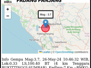 Gempa Bumi M3.7 Guncang Bukittinggi