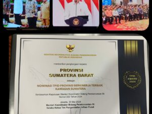 Sumbar Terpilih Sebagai Nominasi TPID Berkinerja Terbaik Kawasan Sumatera