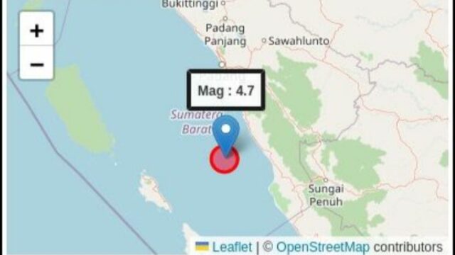 Wilayah Pesisir Selatan, Sumatra Barat (Sumbar) diguncang gempa dengan magnitudo 4,7 pada Jumat (14/6/2024) pukul 12.39 WIB.